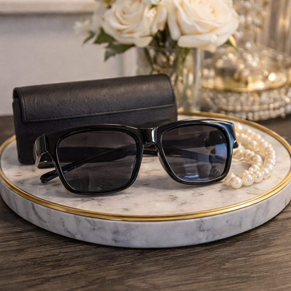 Luxury Black Rectangle Sunglasses